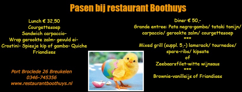 Paasarrangement - Restaurant Boothuys - Breukelen